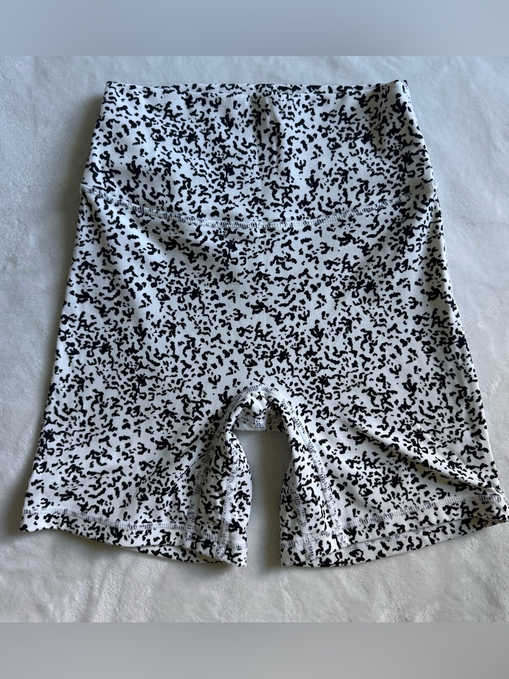 High-Waist Black & White Speckle Women’s Bike Shorts